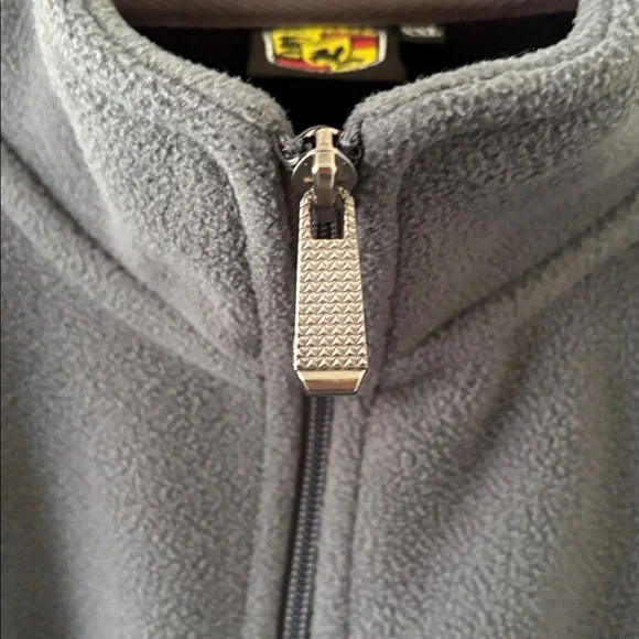 *Unisex Porsche Gray & Black Zippered Fleece Jacket Coat Sporty Cars Speed - Picture 12 of 15
